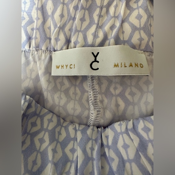 Whyci Milano Womens Printed Elastic Waist Slim Trouser Pants Blue White Sz IT 40 - Picture 5 of 7